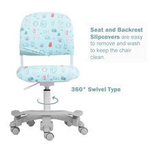 Load image into Gallery viewer, Ergonomic Kids Desk Chair, Adjustable Height and Seat Depth, W/Slipcovers, Detachable Footrest R11-GREEN CAT - View 2 - Qu...