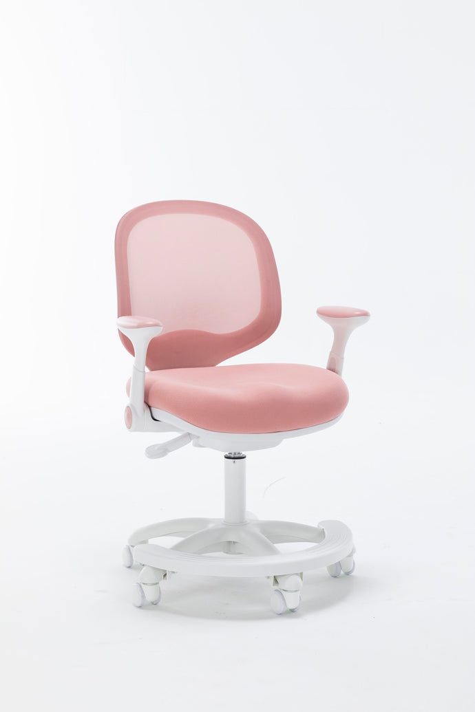 QualiSky Kids Desk Chair, S09 (Peach Pink W/Armrests and Footrest)