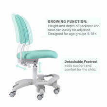Load image into Gallery viewer, Ergonomic Kids Desk Chair, Adjustable Height and Seat Depth, W/Slipcovers, Detachable Footrest R12-GREEN
