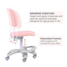 Load image into Gallery viewer, Ergonomic Kids Desk Chair, Adjustable Height and Seat Depth, W/Slipcovers, Detachable Footrest R12-PEACH
